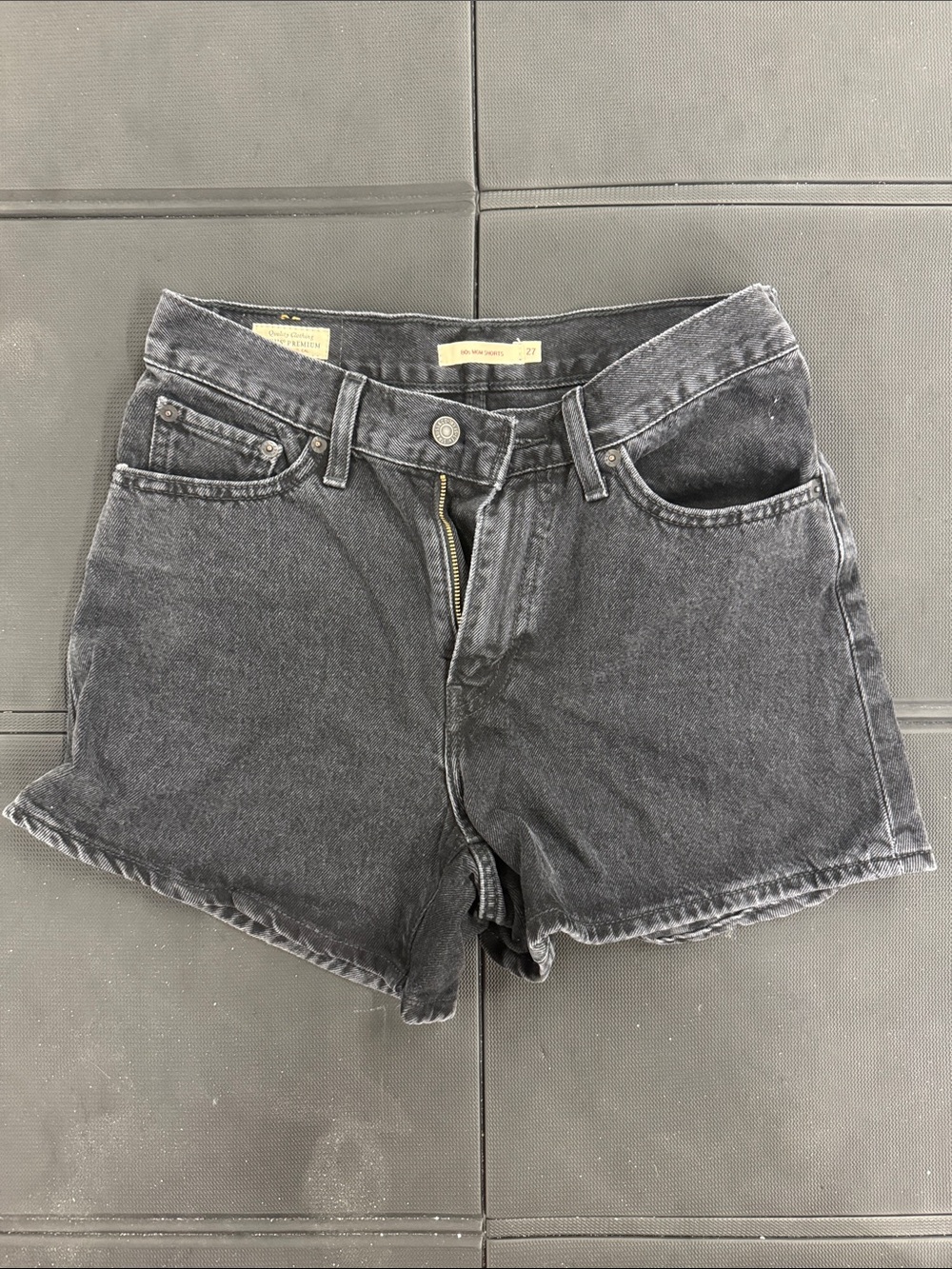Levi’s Washed Black High-Rise Denim Shorts